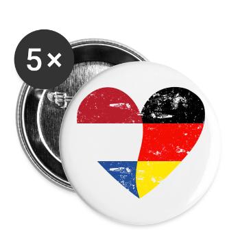 Flag Heart Netherlands Germany Flag - Buttons small 1''/25 mm (5-pack) - white - Front