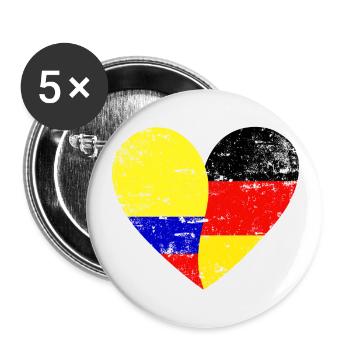 Flag Heart Germany Colombia Flag - Buttons small 1''/25 mm (5-pack) - white - Front