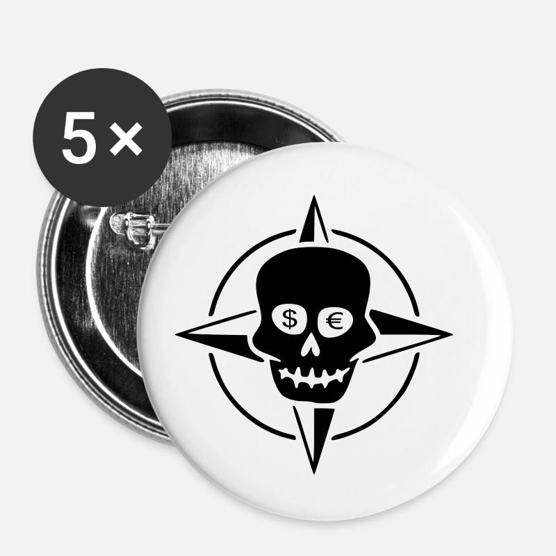 Crâne de l’OTAN - Lot de 5 petits badges (25 mm) - blanc