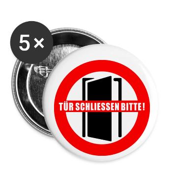 Tür schließen bitte | Farbe änderbar - Buttons klein 25 mm (5er Pack) - Weiß - Vorne