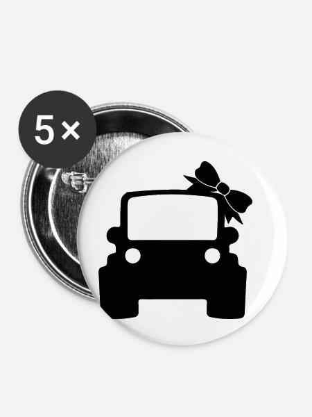 Frau mit Geländewagen - Buttons klein 25 mm (5er Pack) - Weiß