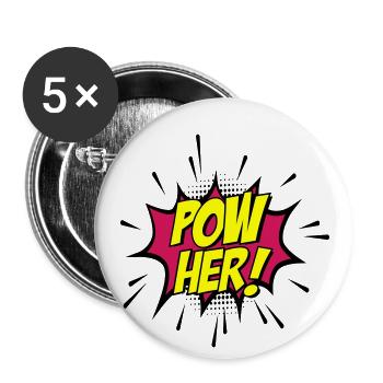 Colors can be changed | Pow her Mrs. Energy Power - Buttons small 1''/25 mm (5-pack) - white - Front