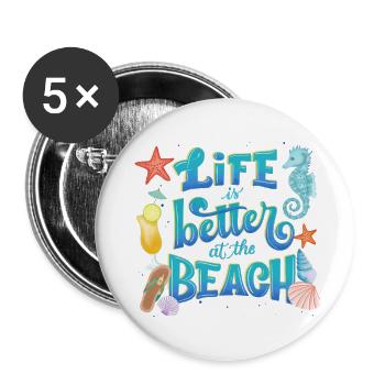 Sommer, Sonne, Strand und Meer - Buttons klein 25 mm (5er Pack) - Weiß - Vorne