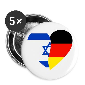 Israel Germany Flag Heart - Buttons small 1''/25 mm (5-pack) - white - Front