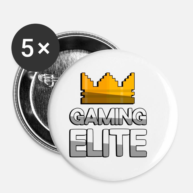 GAMING ELITE + King Crown - Gaming - Buttons klein 25 mm (5er Pack) - Weiß