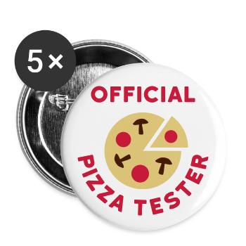 Official pizza tester (Pizza, Salami, Pilze) - Buttons klein 25 mm (5er Pack) - Weiß - Vorne