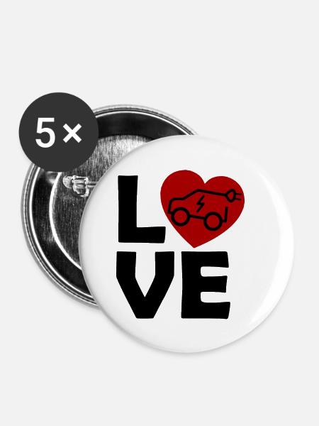 Elektro Liebe - Buttons klein 25 mm (5er Pack) - Weiß