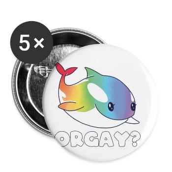 Orca Rainbow LGBTQ Cadeau - Lot de 5 petits badges (25 mm) - blanc - Devant