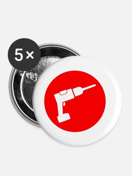 Bohrmaschine - Buttons klein 25 mm (5er Pack) - Weiß
