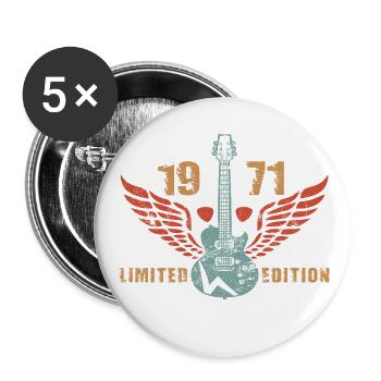 Gitarre Gitarrenspieler Gitarristin 1971 - Buttons klein 25 mm (5er Pack) - Weiß - Vorne
