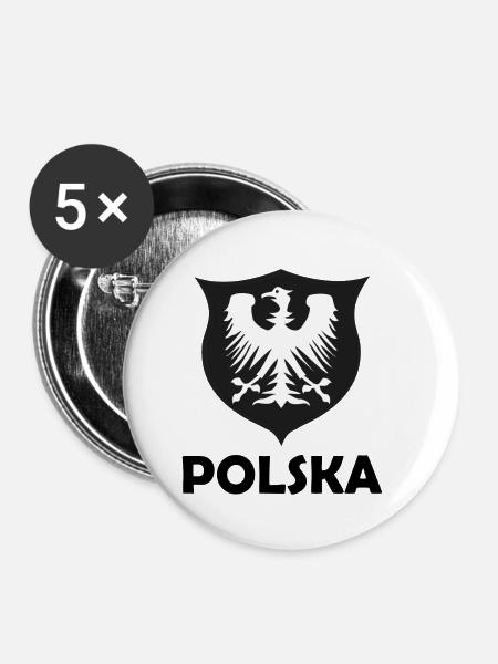 Die Polska Fans - Buttons klein 25 mm (5er Pack) - Weiß