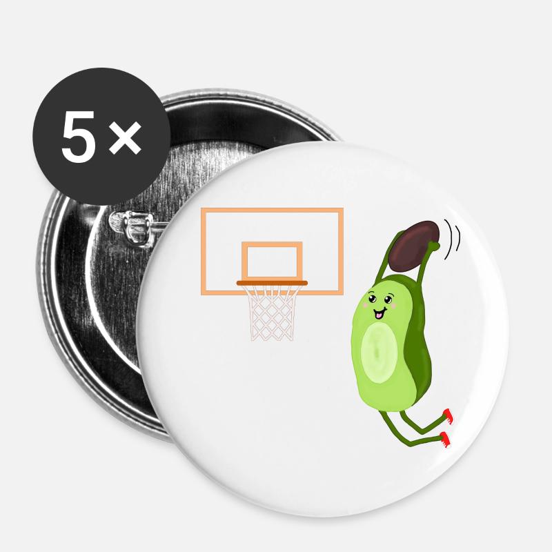 Dunking Avocado - Buttons klein 25 mm (5er Pack) - Weiß