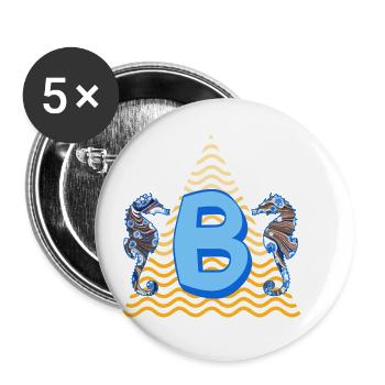 seepferdchen e 262 b - Buttons klein 25 mm (5er Pack) - Weiß - Vorne