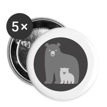 Daddy Bear Mom Bear Cool Gift for Daddy Mom - Buttons small 1''/25 mm (5-pack) - white - Front