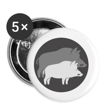 Jagdjagd Jagdjäger Wildschweine cooles Geschenk - Buttons klein 25 mm (5er Pack) - Weiß - Vorne