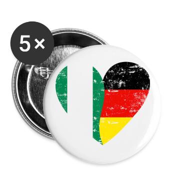 Nigeria Germany Flag Heart - Buttons small 1''/25 mm (5-pack) - white - Front