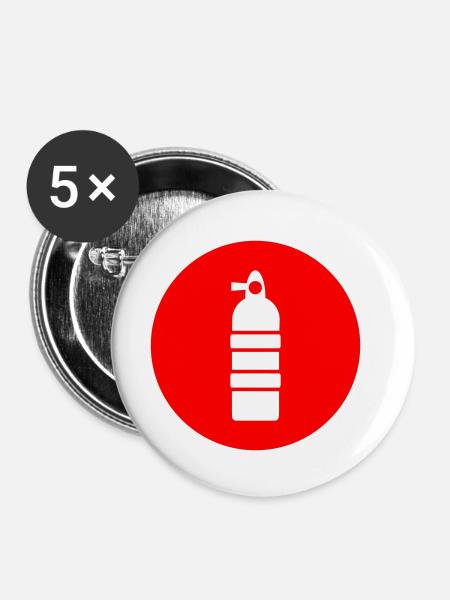 Sauerstoff Tauchen Kreis - Buttons klein 25 mm (5er Pack) - Weiß
