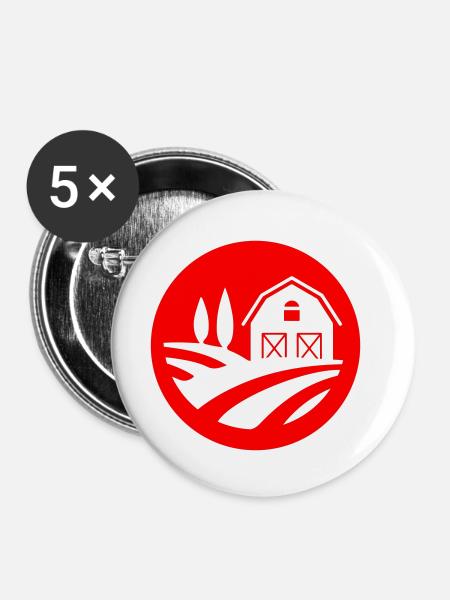 Farm Ernte Kreis - Buttons klein 25 mm (5er Pack) - Weiß