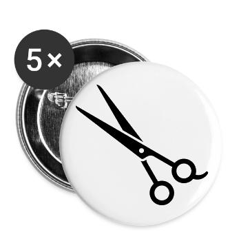 Haarschere, Effilierschere - Buttons klein 25 mm (5er Pack) - Weiß - Vorne