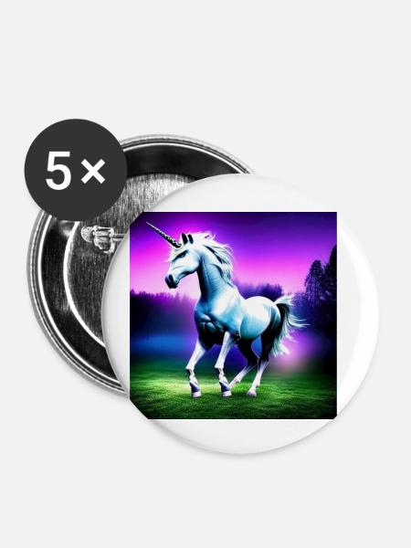 Weißes Einhorn - Buttons klein 25 mm (5er Pack) - Weiß