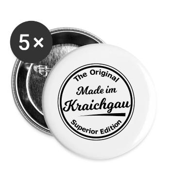 Hergestellt im Kraichgau - Buttons klein 25 mm (5er Pack) - Weiß - Vorne