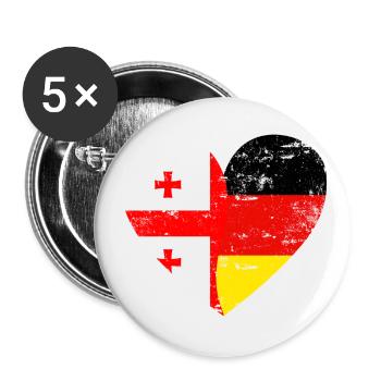 Géorgie Allemagne Flag Heart - Lot de 5 petits badges (25 mm) - blanc - Devant