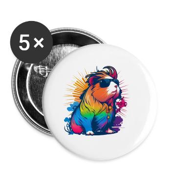 Meerschweinchen - Buttons klein 25 mm (5er Pack) - Weiß - Vorne
