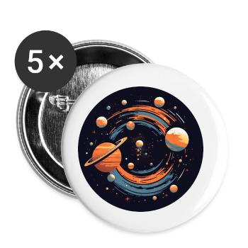 Univers Planètes du système solaire - Lot de 5 petits badges (25 mm) - blanc - Devant