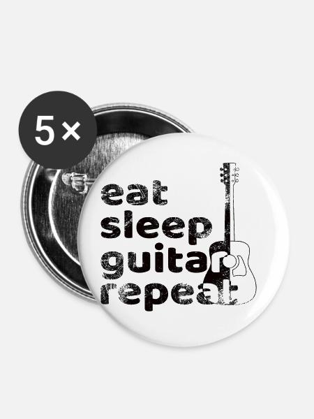 Eat Sleep Guitar Repeat - Buttons klein 25 mm (5er Pack) - Weiß