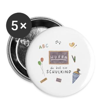 Schulkind - Buttons klein 25 mm (5er Pack) - Weiß - Vorne