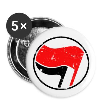Antifa flags logo grunge - Buttons small 1''/25 mm (5-pack) - white - Front