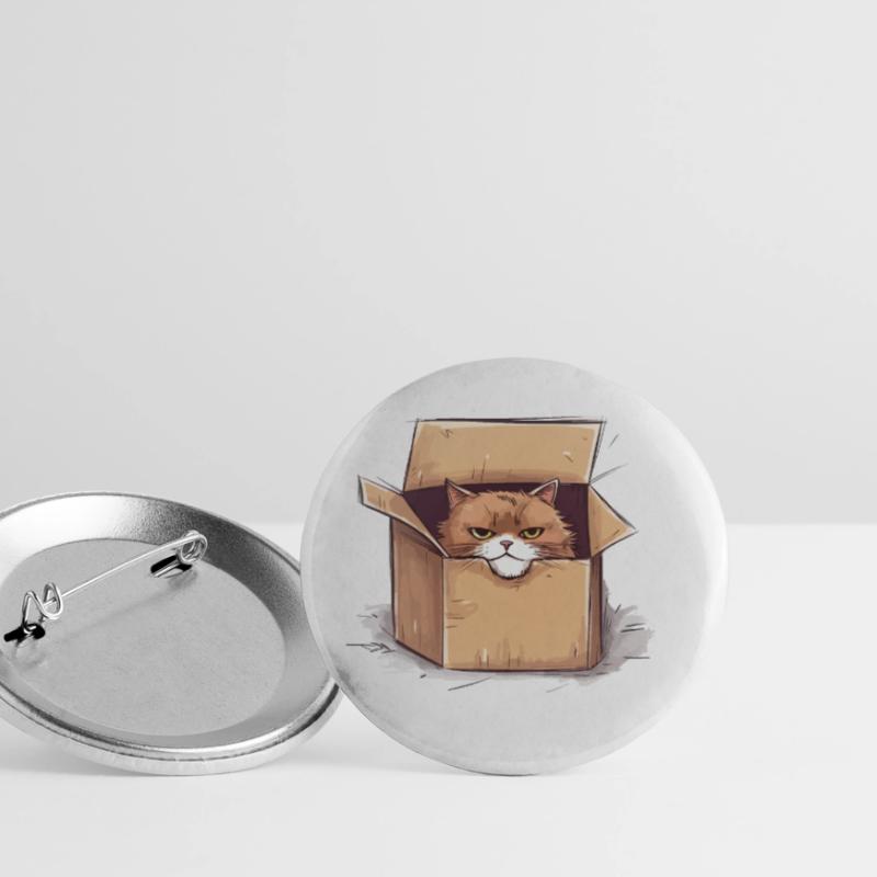 Cat grumpy grumpy grumpy sits in the box Buttons small 1''/25 mm (5-pack)