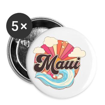 Maui Hawaii Retro Strand 70er Jahre - Buttons klein 25 mm (5er Pack) - Weiß - Vorne