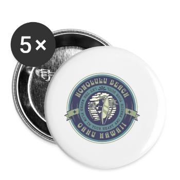 Honolulu Beach Oahu Hawaii Surf - Lot de 5 petits badges (25 mm) - blanc - Devant