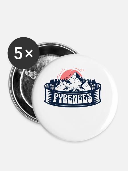 Pyrenäen Roter Sonnenuntergang - Buttons klein 25 mm (5er Pack) - Weiß