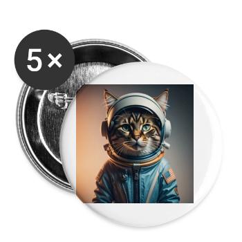 cat love space cute sweet katze liebe fun lustig - Buttons klein 25 mm (5er Pack) - Weiß - Vorne
