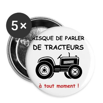 tracteur - Lot de 5 petits badges (25 mm) - blanc - Devant