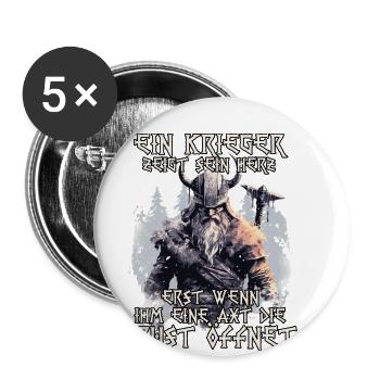 Wikinger Krieger Shirt Wahalla Söhne Odins - Buttons klein 25 mm (5er Pack) - Weiß - Vorne