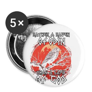 Légende viking | Corbeau d’Odin | Hugin et Munin - Lot de 5 petits badges (25 mm) - blanc - Devant