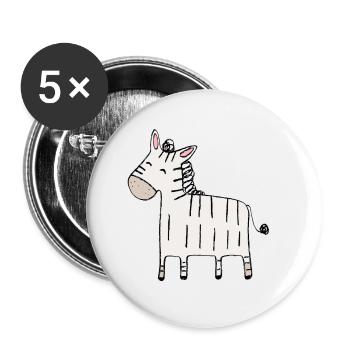 Zèbre - Lot de 5 petits badges (25 mm) - blanc - Devant