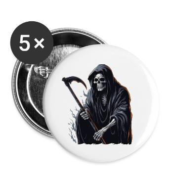 Halloween Grim Reaper - Buttons small 1''/25 mm (5-pack) - white - Front