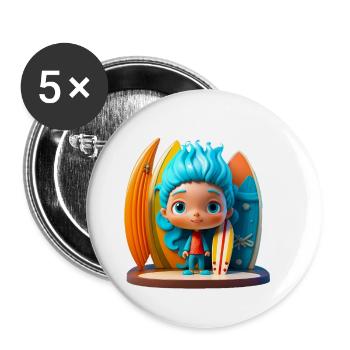 Little surfer - Buttons klein 25 mm (5er Pack) - Weiß - Vorne