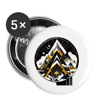 Montagne spatiale - Lot de 5 petits badges (25 mm) - blanc - Devant