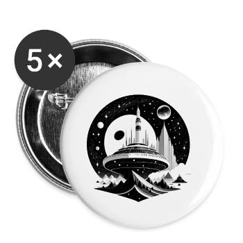 Space City 05 - Buttons small 1''/25 mm (5-pack) - white - Front