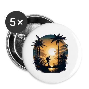 Abenteuerlust- Wanderer unter Palmen - Buttons klein 25 mm (5er Pack) - Weiß - Vorne