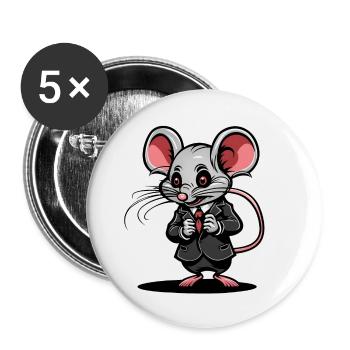 Mouse / Animal / Cute / Pet / Rodent - Buttons small 1''/25 mm (5-pack) - white - Front