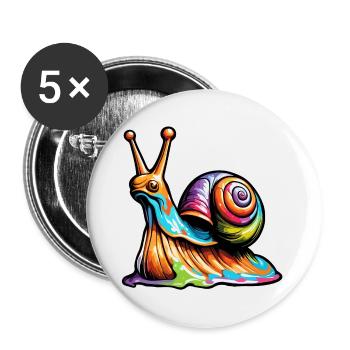 Schnecke / Tier / kriechen / Schleimig / langsam - Buttons klein 25 mm (5er Pack) - Weiß - Vorne