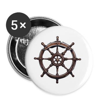 Steering wheel / anchor / captain / ahoy / ship / boat - Buttons small 1''/25 mm (5-pack) - white - Front