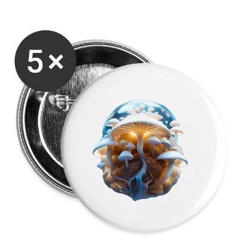 Mushrooms - Zauberpilze - Buttons klein 25 mm (5er Pack) - Weiß - Vorne