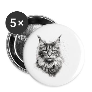 Maine coon Katzenbesitzer Geschenk Katzenhalter - Buttons klein 25 mm (5er Pack) - Weiß - Vorne